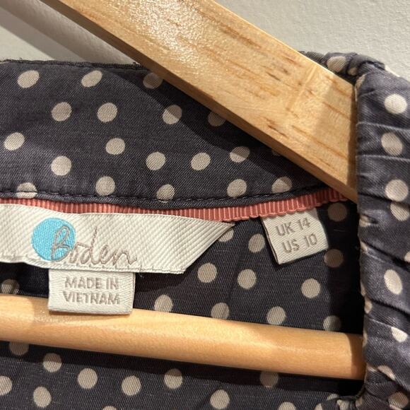 Boden Carey Grey Polka Dot Blouse, Size 10 - Picture 3 of 3